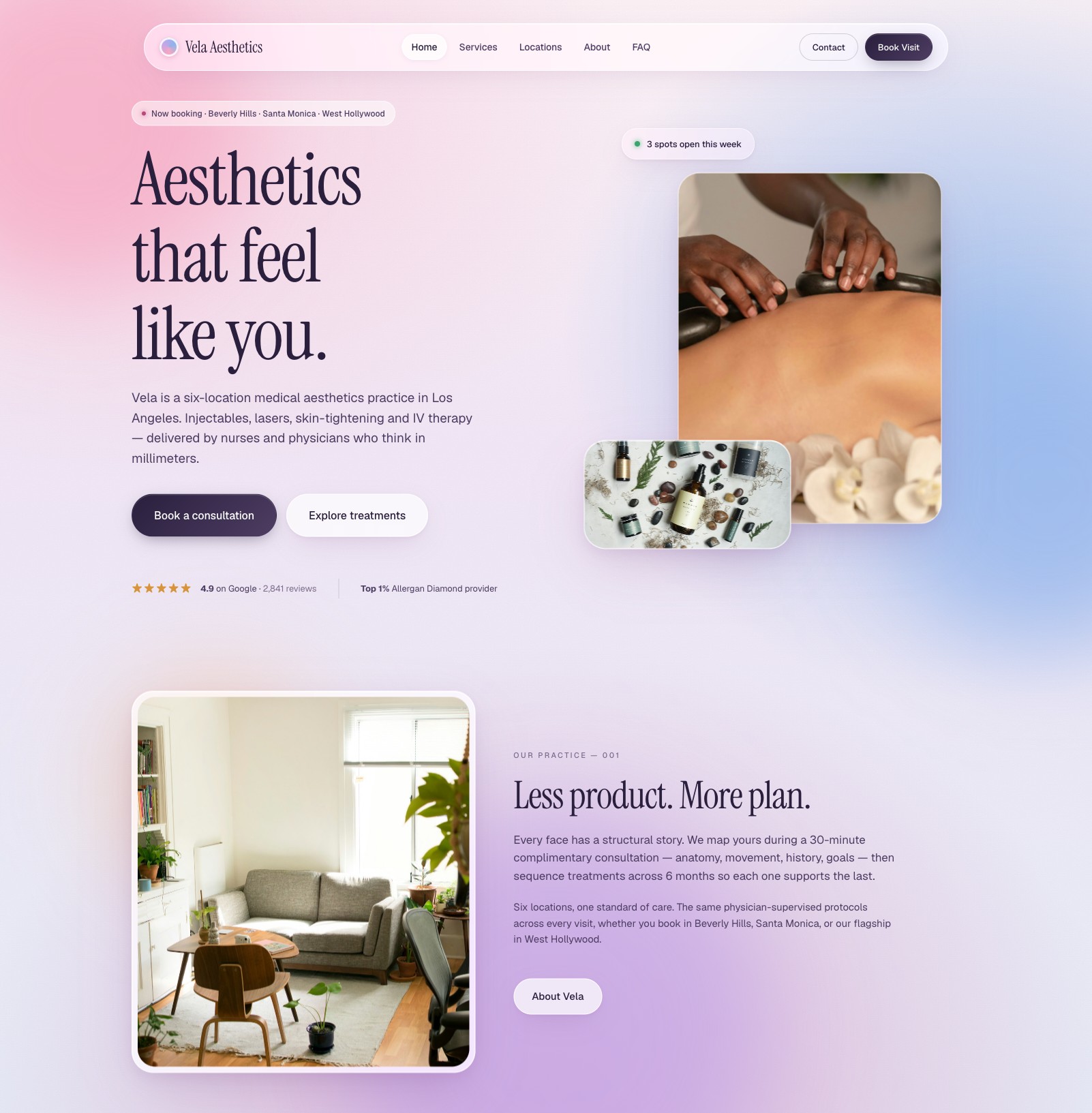 Vela Aesthetics (LA Glass) template preview